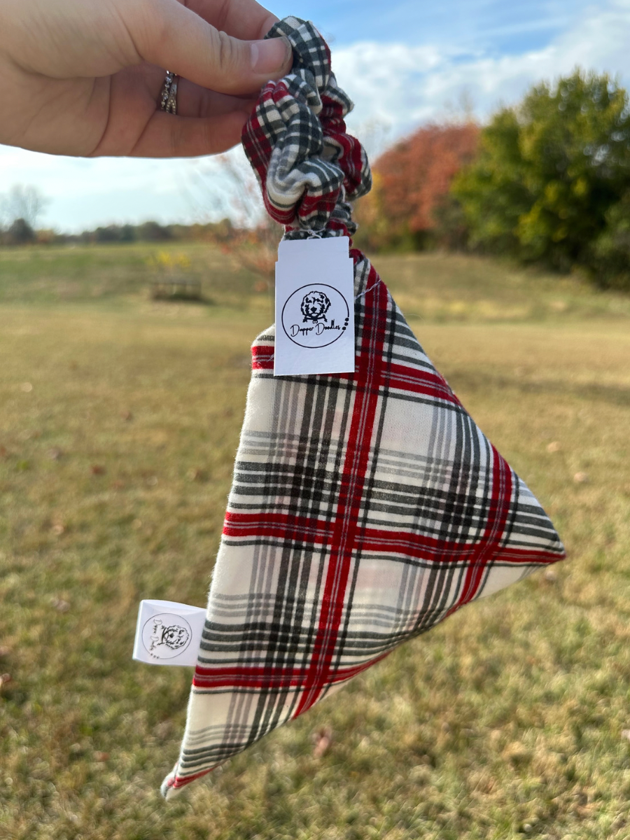 Naughty or Nice Plaid Scrunchie Bandana
