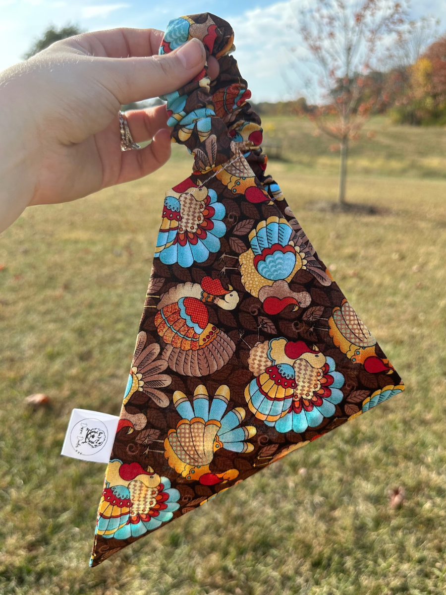 Turkey Turquoise Scrunchie Bandana
