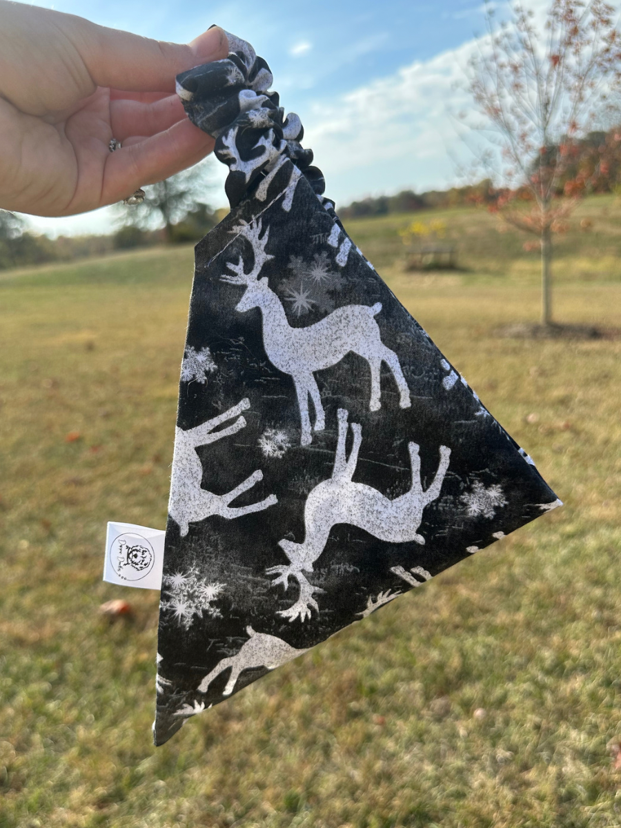 Midnight Reindeer Scrunchie Bandana