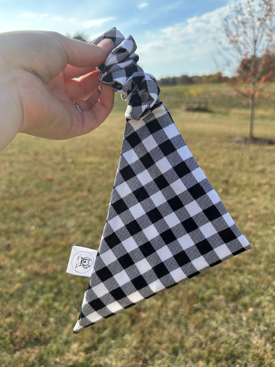 White Buffalo Plaid Scrunchie Bandana