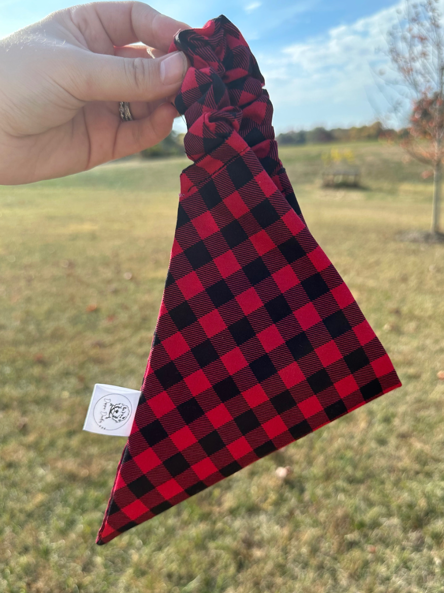 Red Buffalo Plaid Scrunchie Bandana