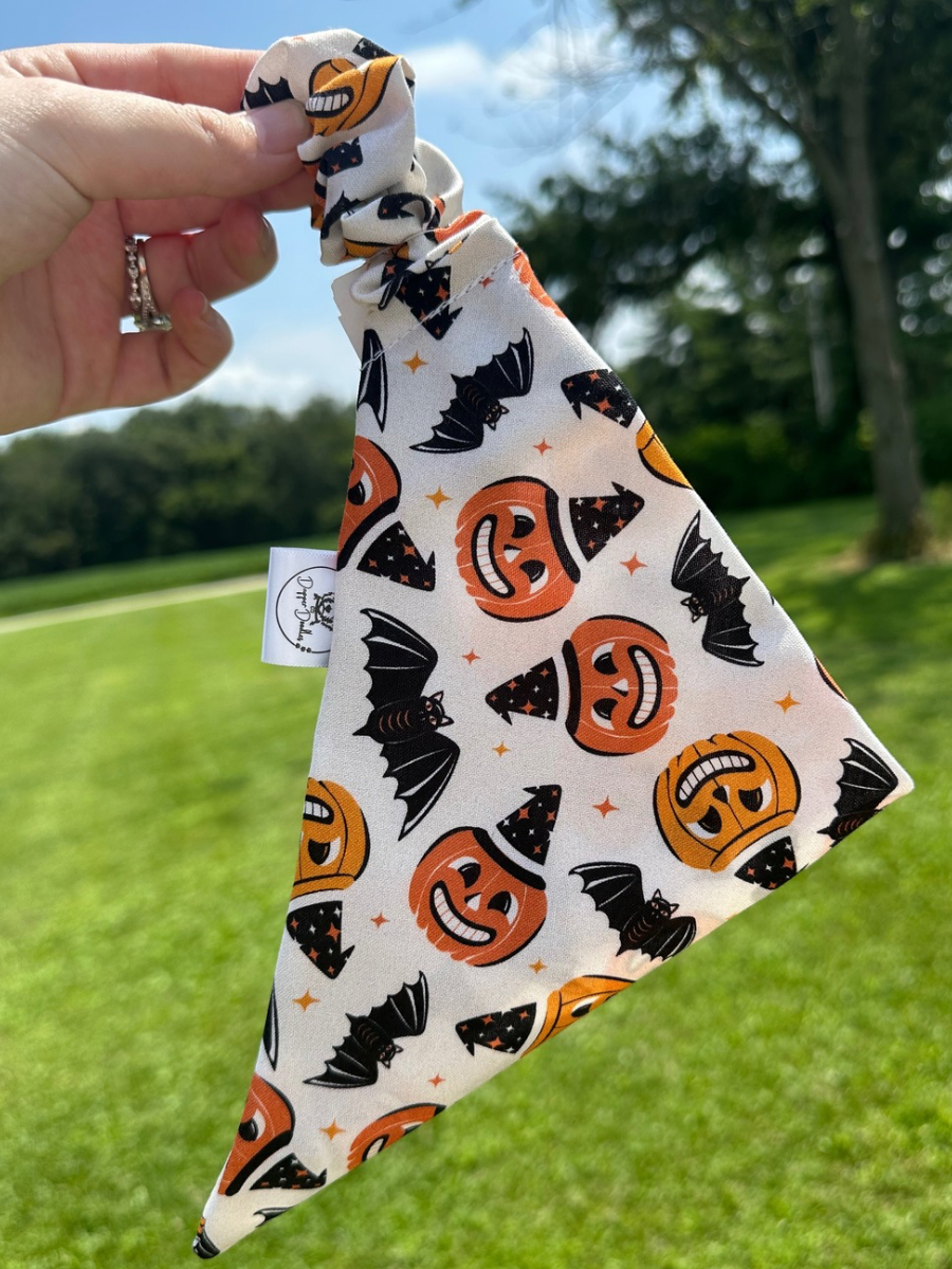 Pumpkin Bat Scrunchie Bandana
