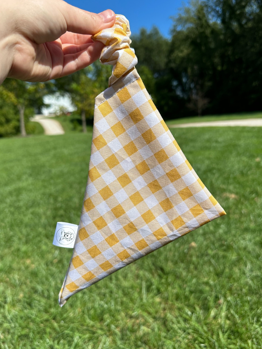 Mustard Plaid Scrunchie Bandana