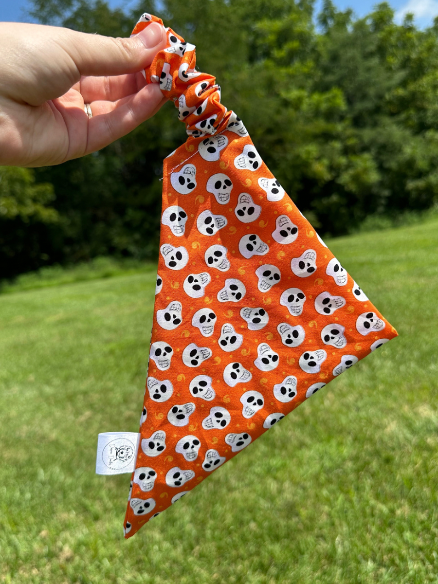 Orange Skeleton Glow in the Dark Scrunchie Bandana
