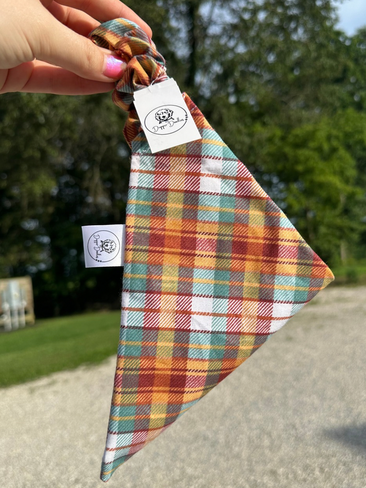 Harvest Plaid Scrunchie Bandana