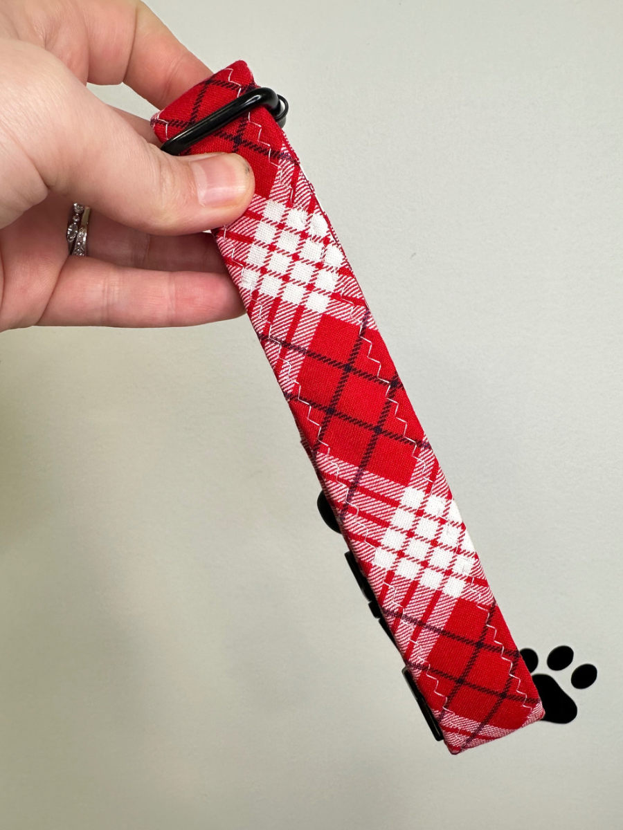 Ruby Red Plaid Dog Collar