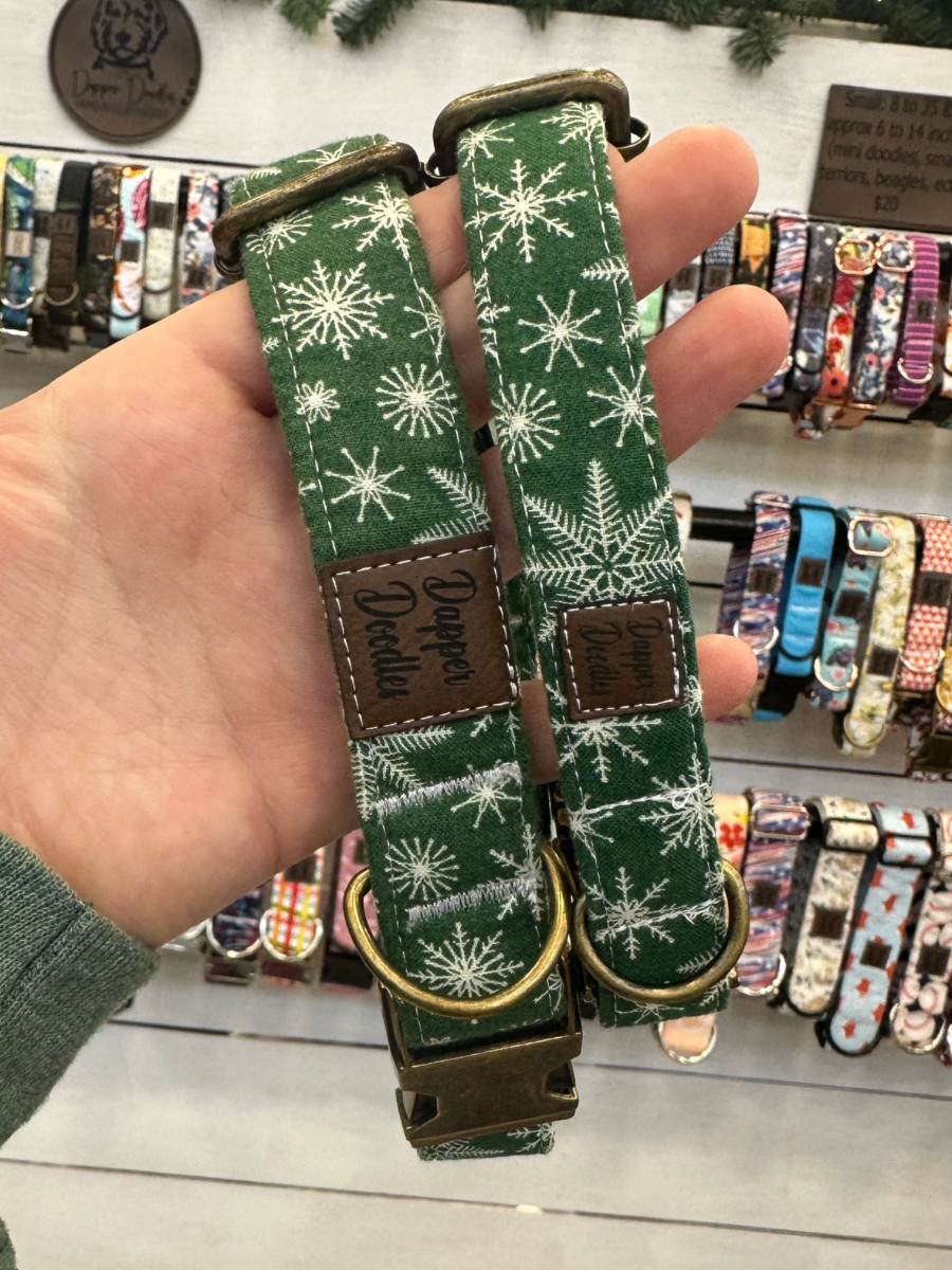Green Snowflake Dog Collar