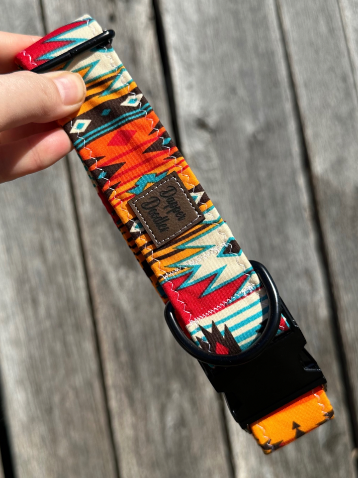 Orange Aztec Dog Collar