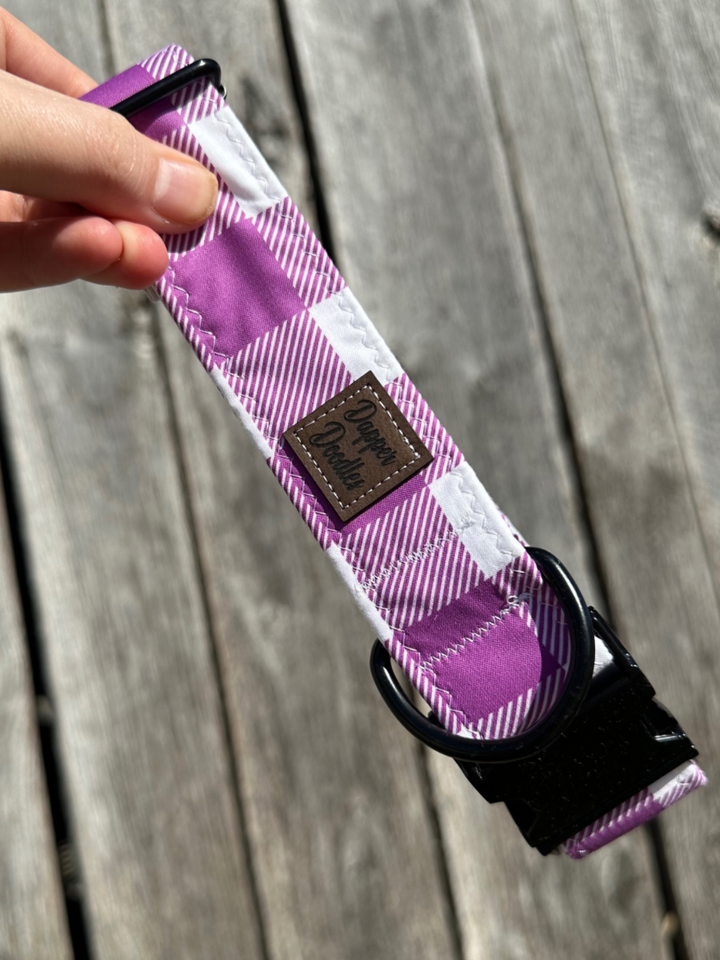 Purple Plaid Dog Collar