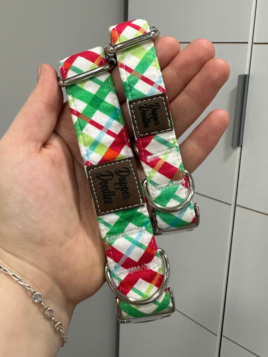 Grinchy Plaid Dog Collar