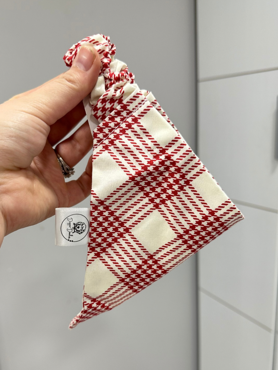 White & Red Plaid Scrunchie Bandana
