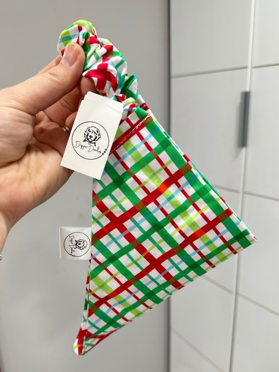 Grinchy Plaid Scrunchie Bandana