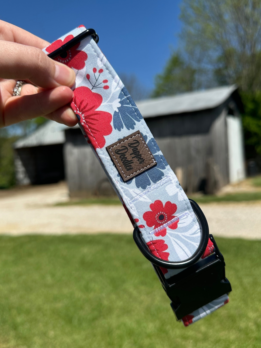 Patriotic Floral Dog Collar