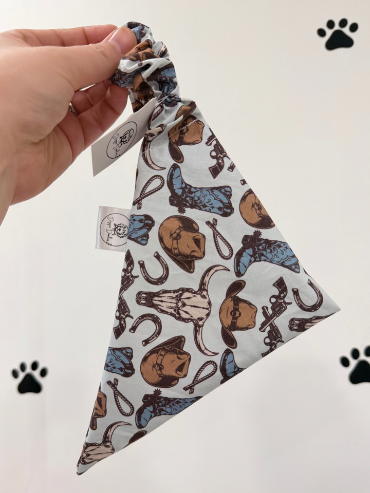 Western Blues Scrunchie Bandana