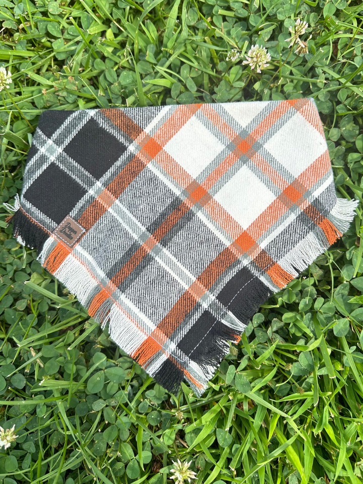 Safe Haven Plaid Fringe Scrunchie Dog Scarf