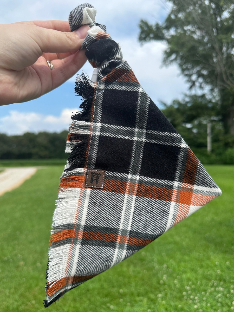 Safe Haven Plaid Fringe Scrunchie Dog Scarf