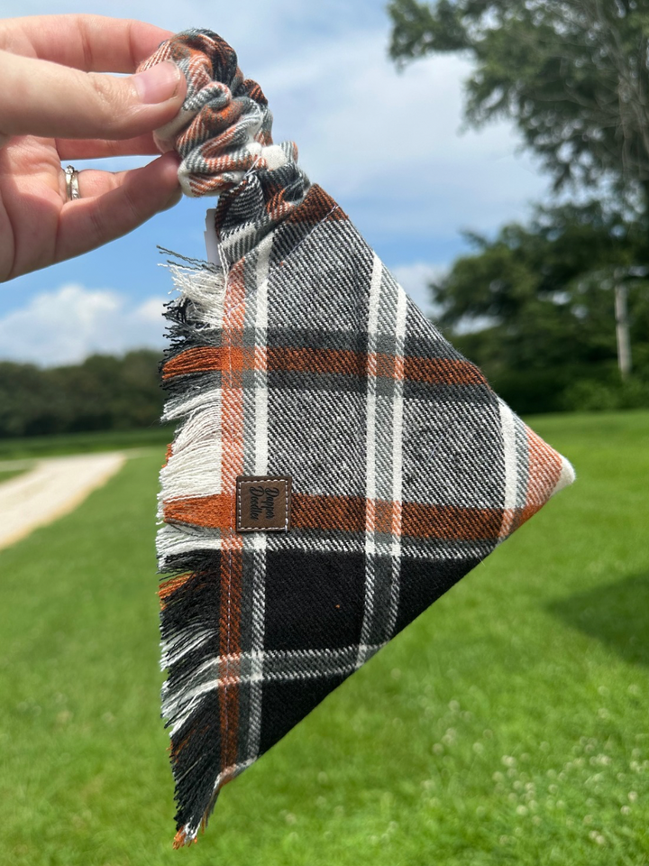 Safe Haven Plaid Fringe Scrunchie Dog Scarf