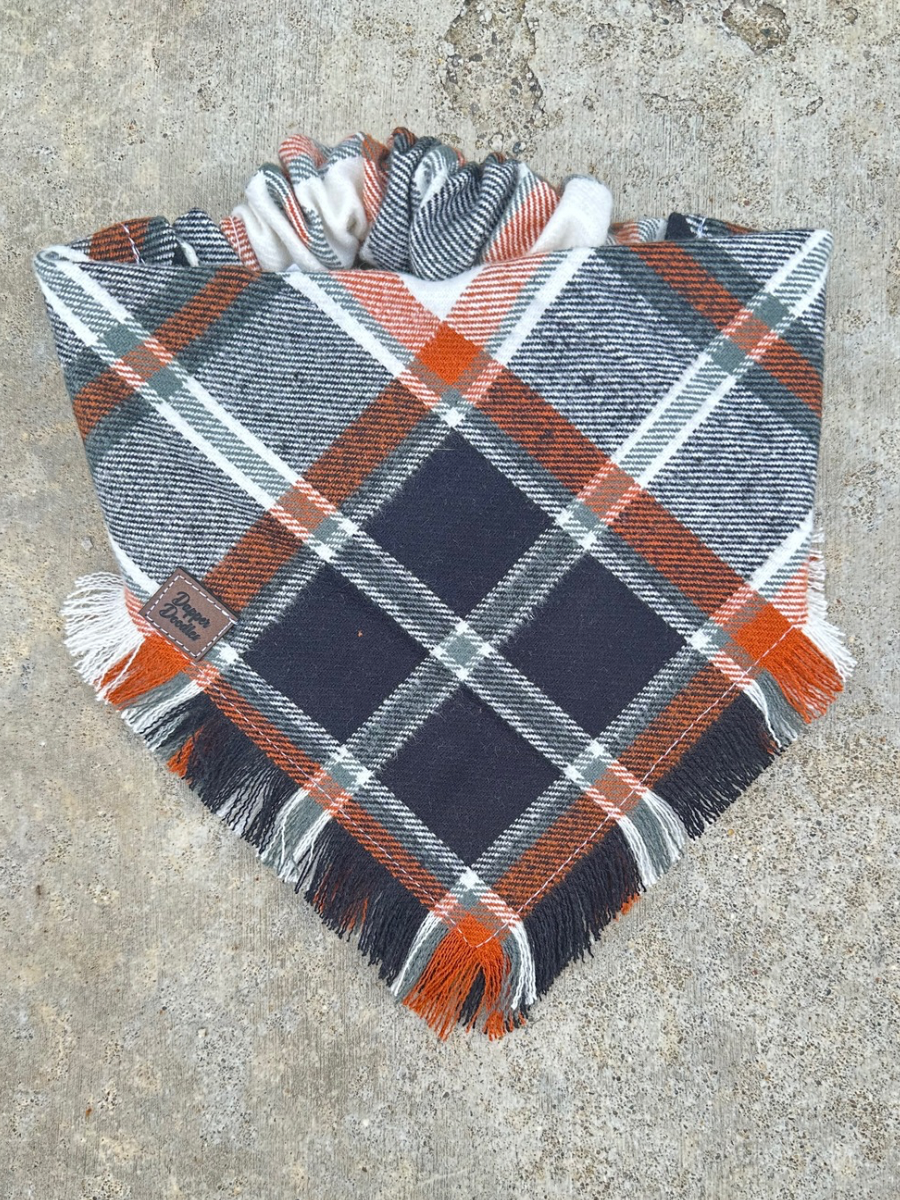 Safe Haven Plaid Fringe Scrunchie Dog Scarf