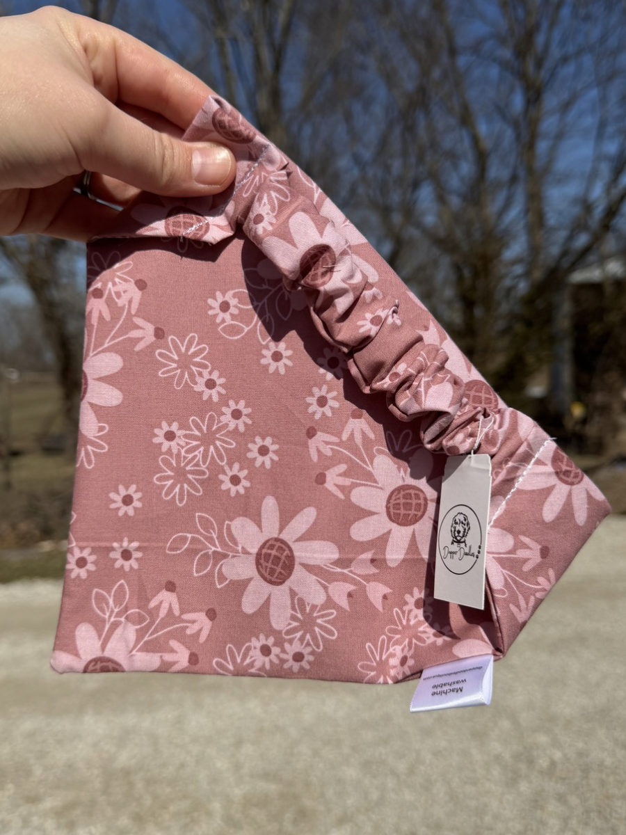 Mauve Floral Scrunchie Bandana