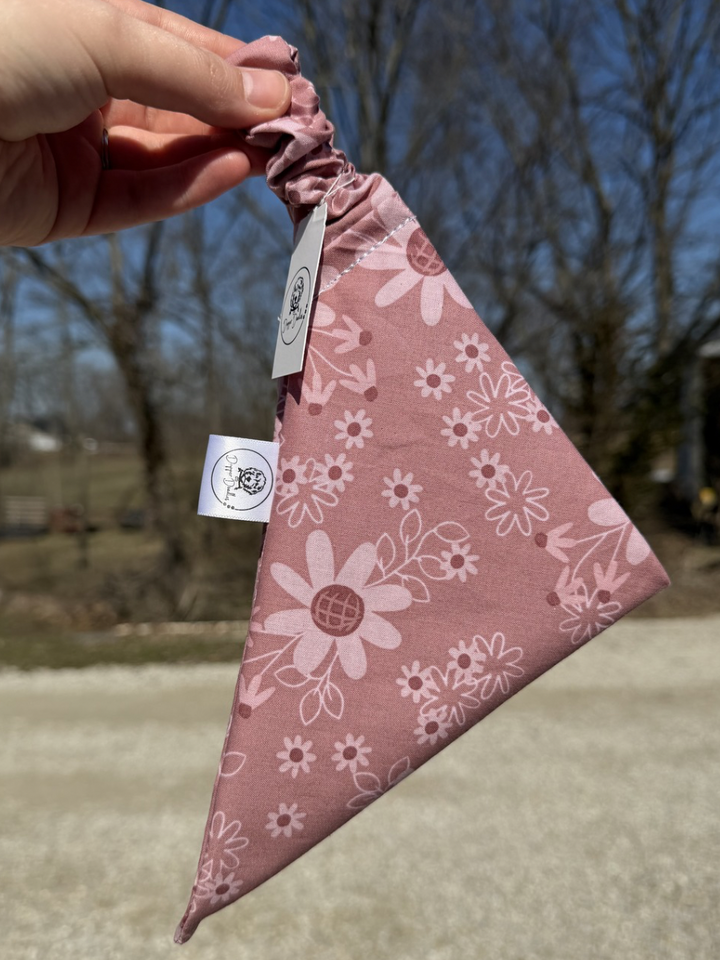 Mauve Floral Scrunchie Bandana