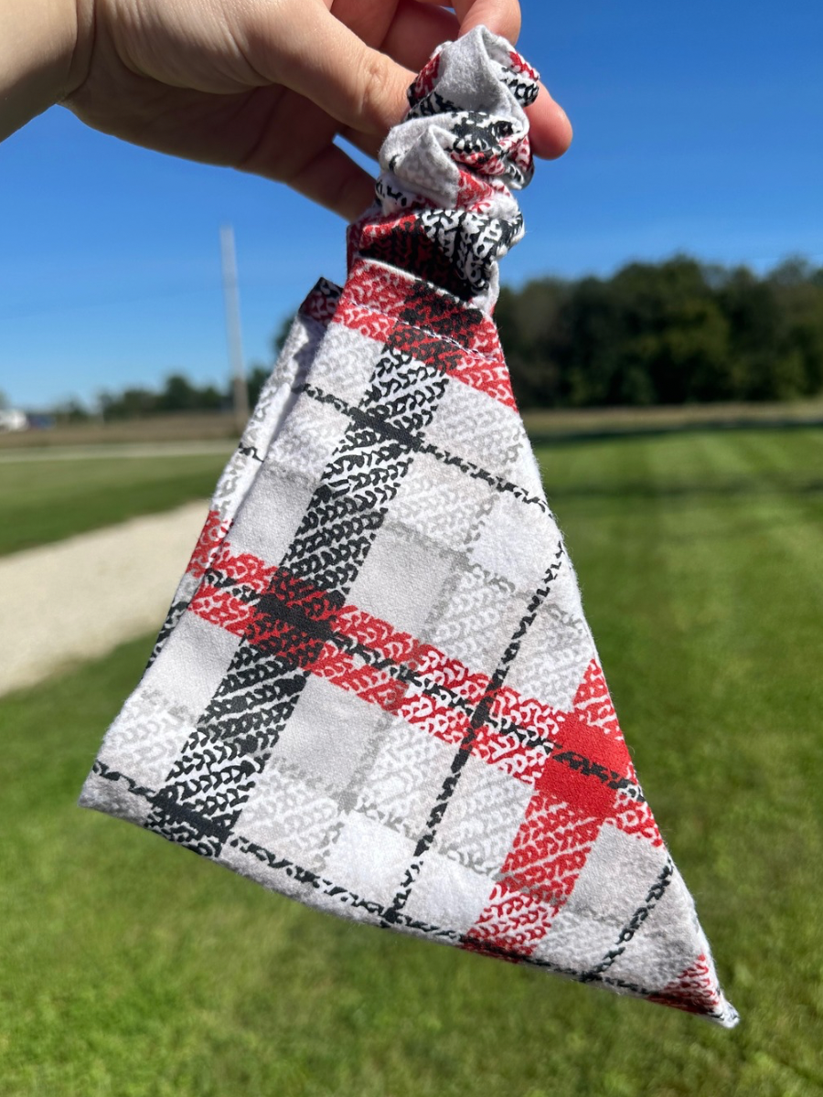 Santa Plaid Scrunchie Bandana