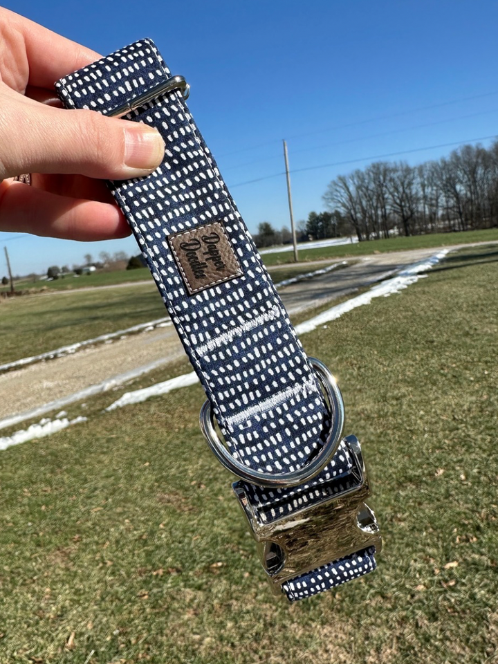 Navy Dot Dog Collar