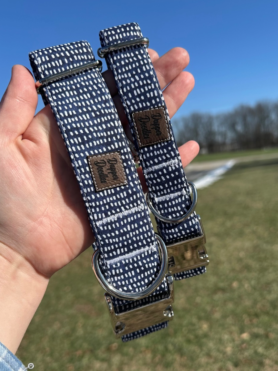 Navy Dot Dog Collar