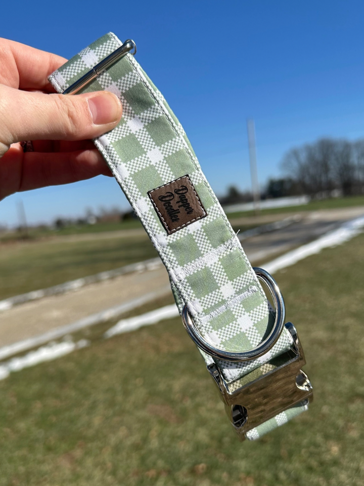 Light Green Plaid Dog Collar