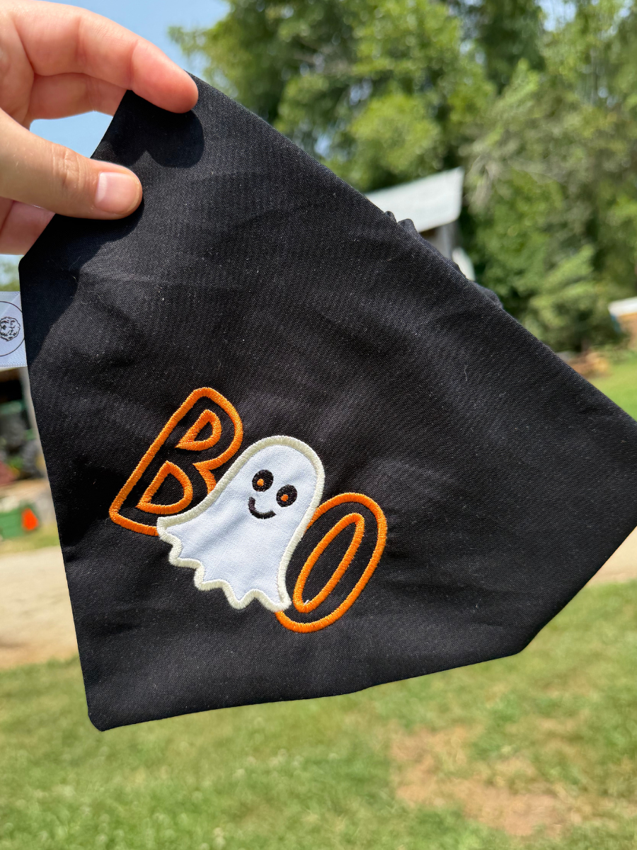 PREORDER: Boo Embroidered Dog Bandana