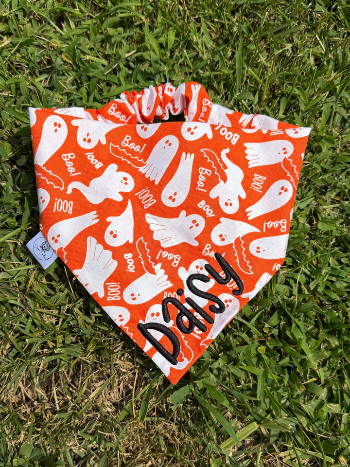 Preorder: Orange Boo Ghost Scrunchie Bandana