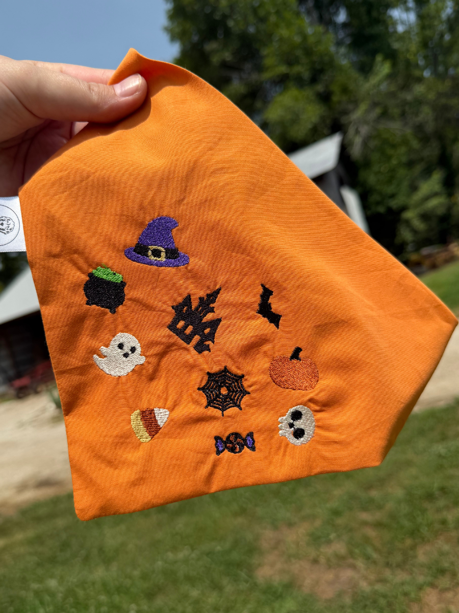 PREORDER: Halloween Special Embroidered Dog Bandana