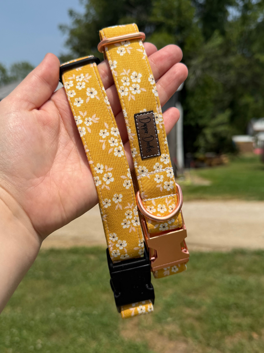 Mustard Floral Dog Collar