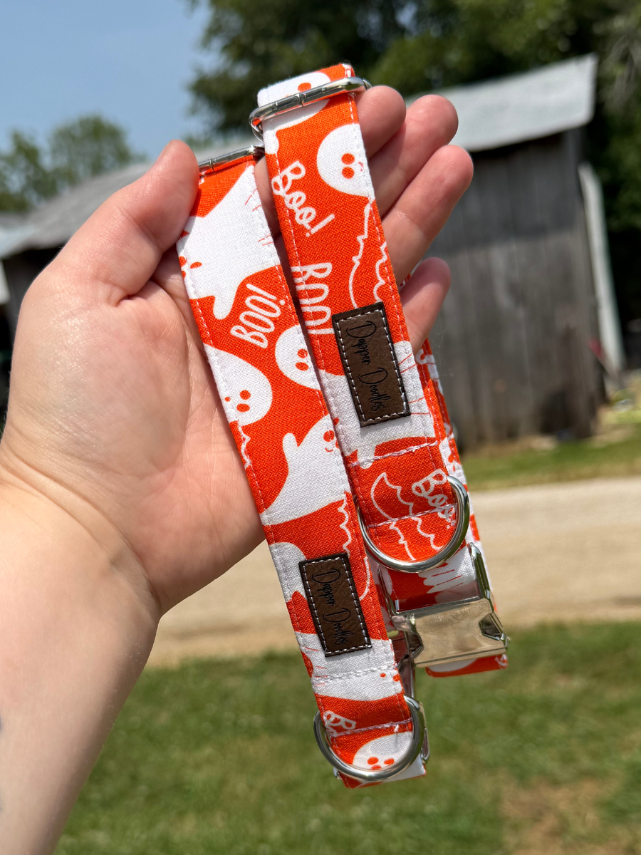 Orange Boo Ghost Dog Collar