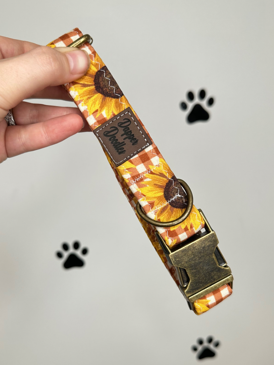 Sunflower Plaid Dog Collar