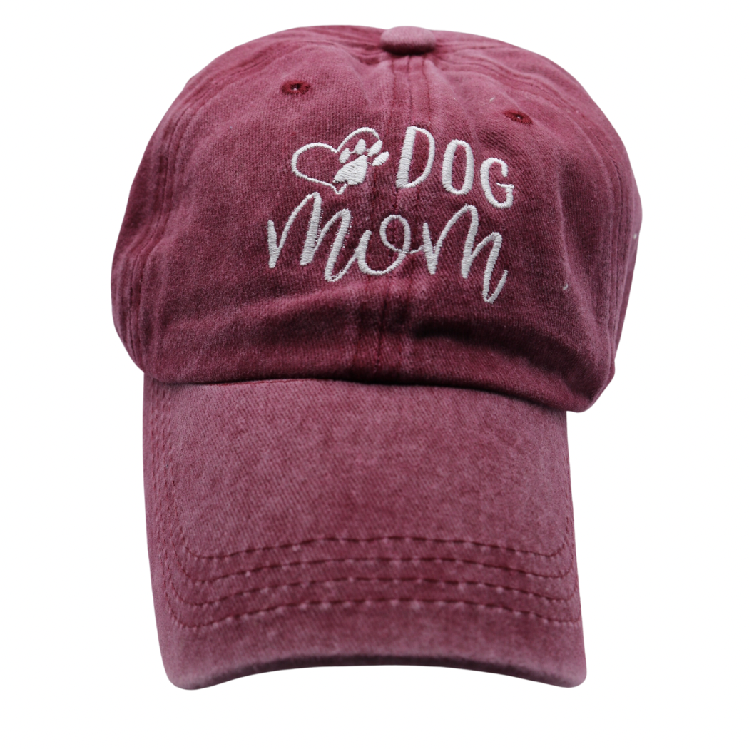 Dog Mom Hat - Burgundy