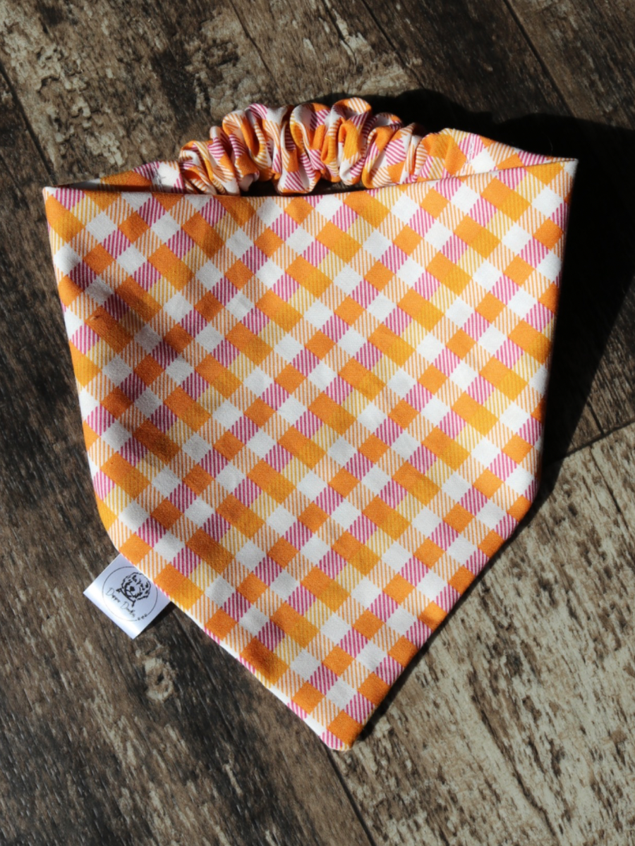 Pumpkin Plaid Scrunchie Bandana