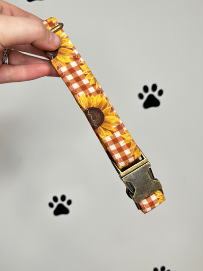 Sunflower Plaid Dog Collar