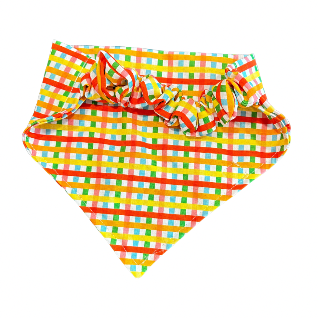 Bright Colorful Plaid Scrunchie Bandana